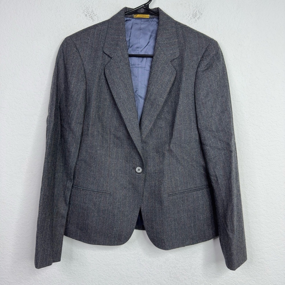 Austin Reed Blazer Womens M Gray Wool‎ Pinstripe Vintage Classic Preppy Career